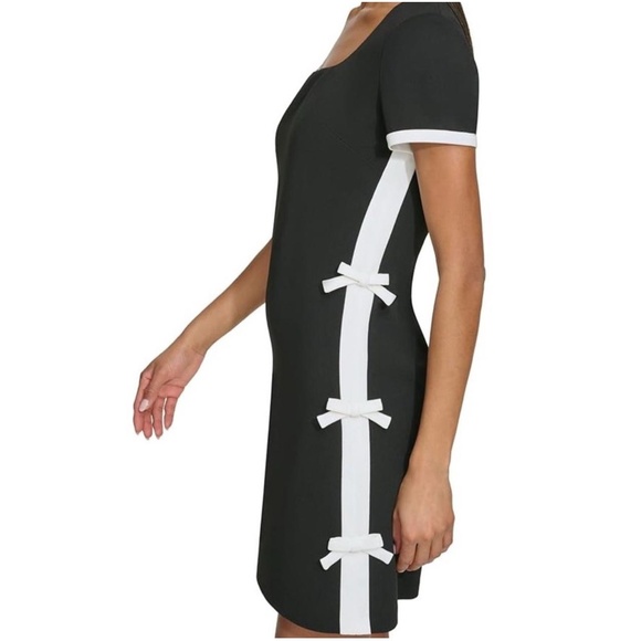 KARL LAGERFELD Women's Shift Mini Dress Size 6 Square Neck Bow Professional - Picture 3 of 11